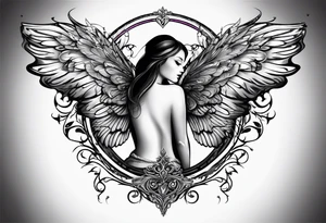 Angel wings and butterfly with your wings were ready but my heart was mot tattoo idea