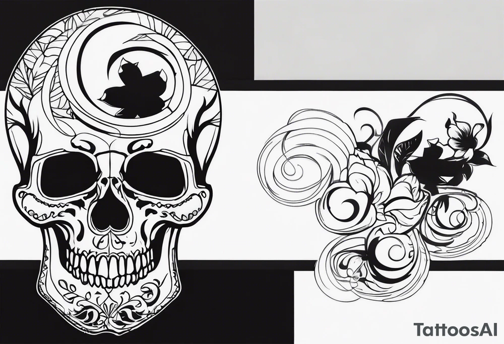 Memento mori writen skull sleeve tattoo design tattoo idea