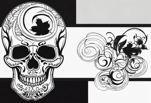 Memento mori writen skull sleeve tattoo design tattoo idea