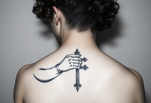 i want a picture of a teenage boy around 17 thats mix and has curly hair falling into the ebassy but jesus reaching down grabbing his hand with a cross in the mix tattoo idea