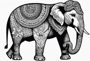 A Thai style design that is round and with an Asian elephant in the middle tattoo idea