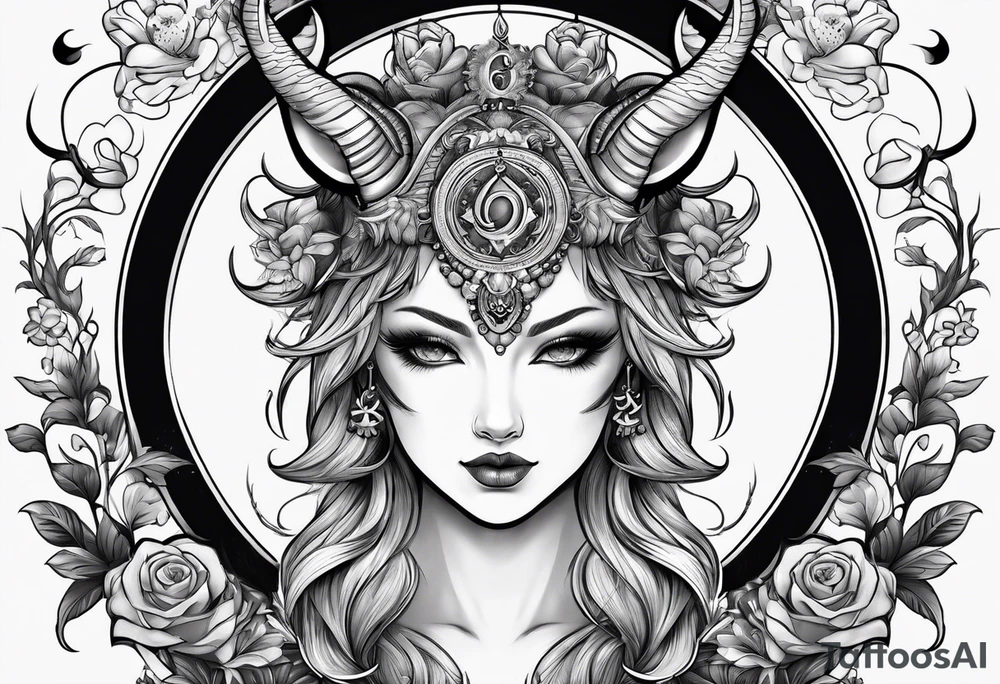 Capricornus two horns female and contains the letter S tattoo idea