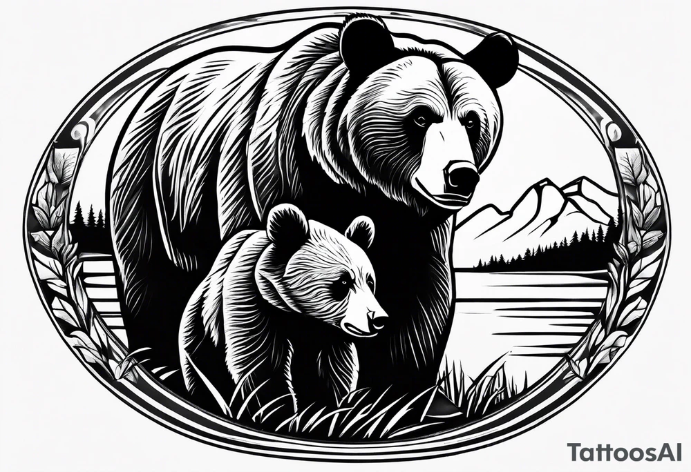 Momma bear and teen cub tattoo idea