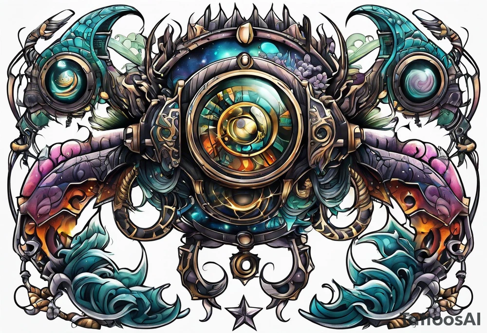 Planet,city,monsters. tattoo idea