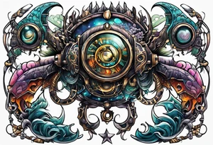 Planet,city,monsters. tattoo idea