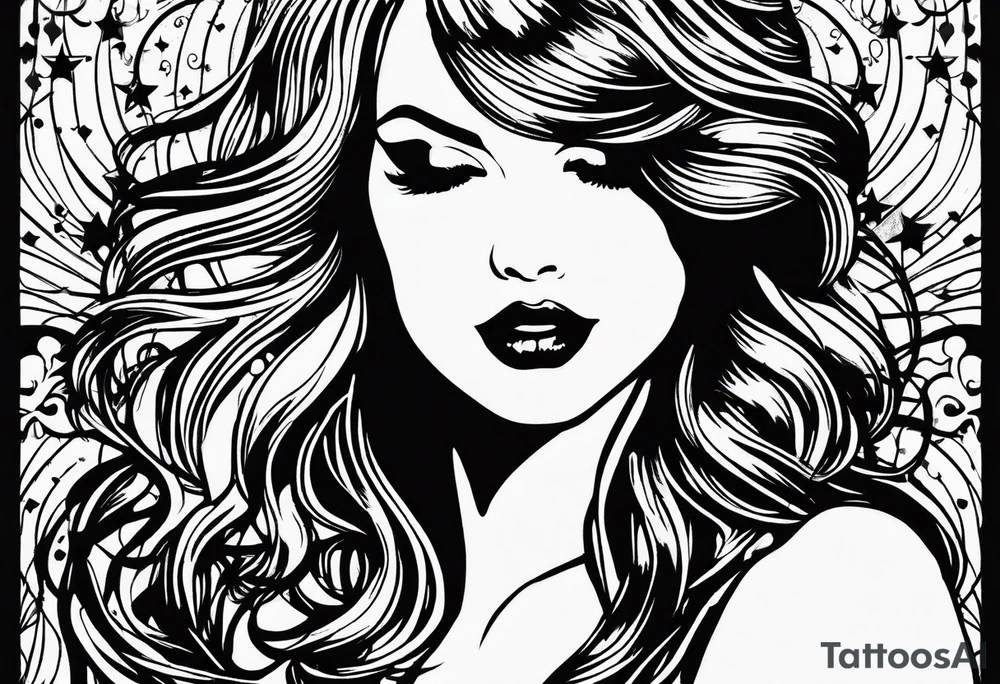 The Taylor Swift lyrics “There’s glitter in the floor after the party…” with sparkle designs tattoo idea