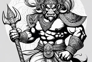 hanuman flying holding his mace tattoo idea