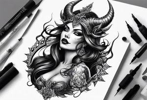 Sexy demon devil woman tattoo idea