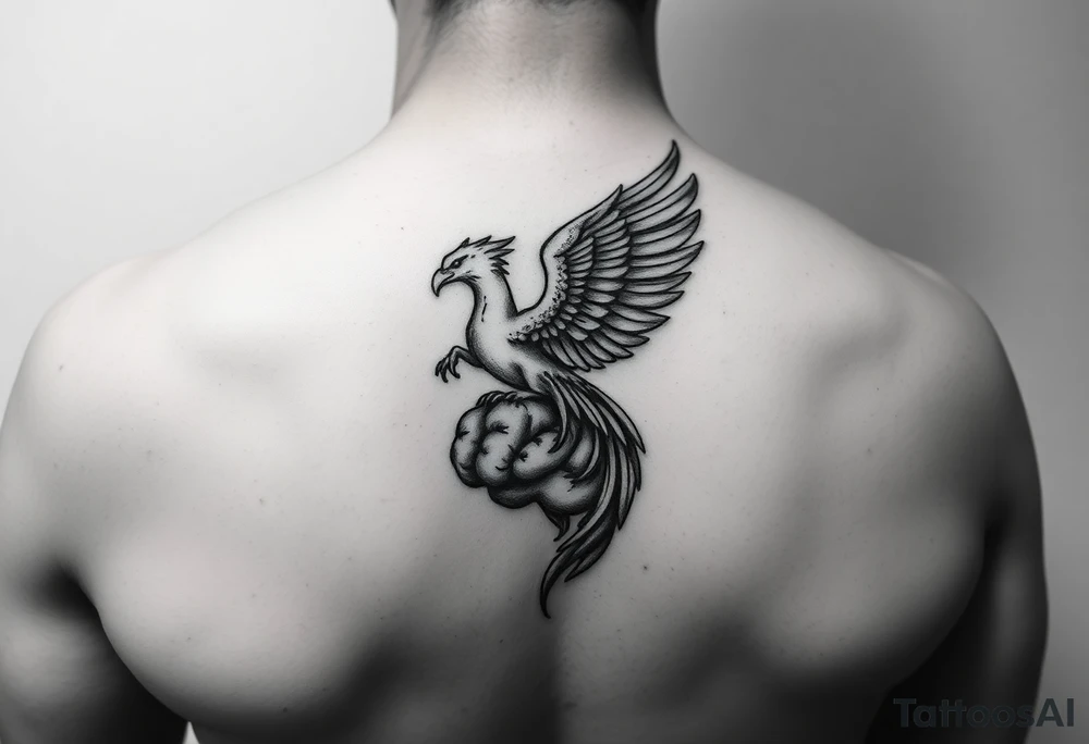 A phoenix rising out of a brain tattoo idea