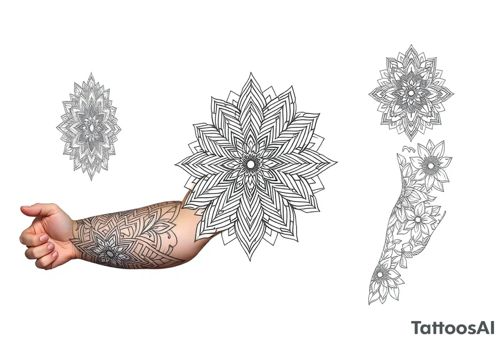 bold line ornamentaali mandala vegvisor tattoo idea