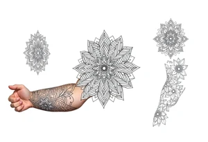 bold line ornamentaali mandala vegvisor tattoo idea