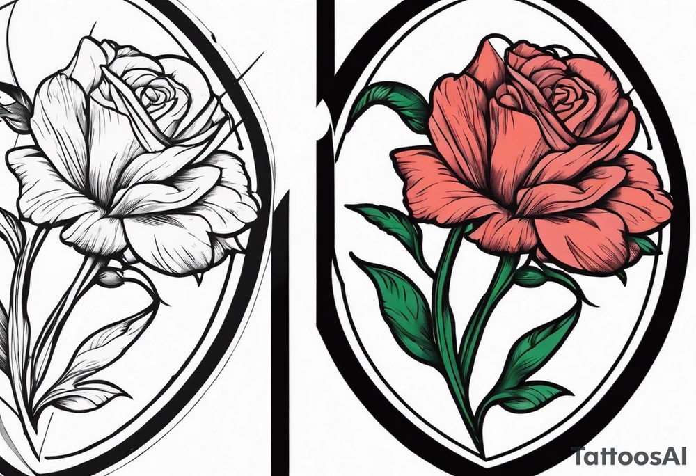 A daisy and a rose with gladiolus flowers weaving through tattoo idea