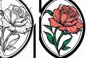 A daisy and a rose with gladiolus flowers weaving through tattoo idea