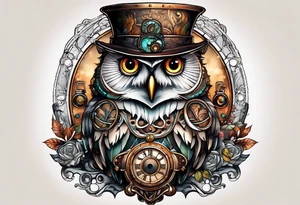 Steampunk owl tattoo idea