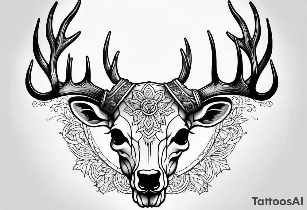 Reindeer skull tattoo idea