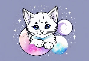 Cute kitten and galaxy tattoo idea