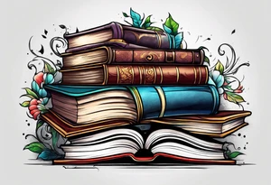 pile of books tattoo idea