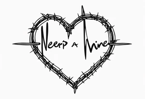 the words “i keep a close eye on this heart of mine” with barbed wire wrapped around it for a long spine tattoo tattoo idea