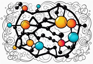 serotonin molecule with its atoms and bonds tattoo idea