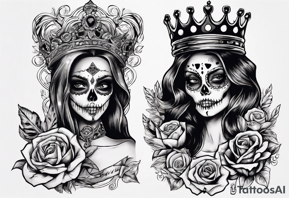 santa la muerta with money and crown
on the card tattoo idea