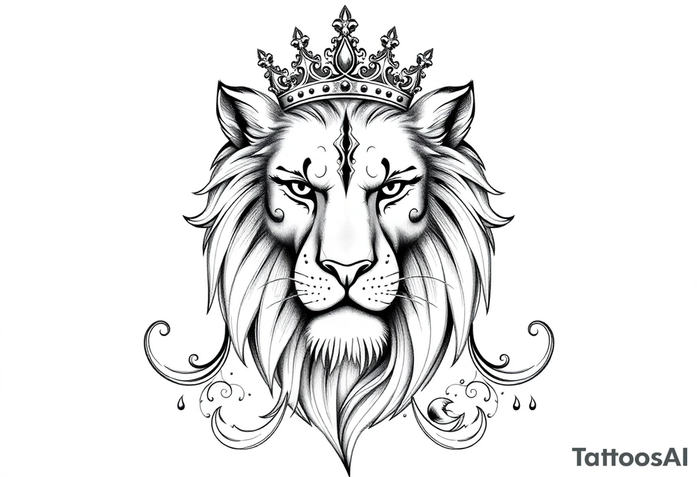 powerful majestic lion vagina and anus
with a crown tattoo idea