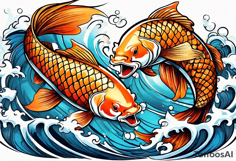 Kintaro doing a ju jitsu rear naked choke to a koi fish tattoo idea