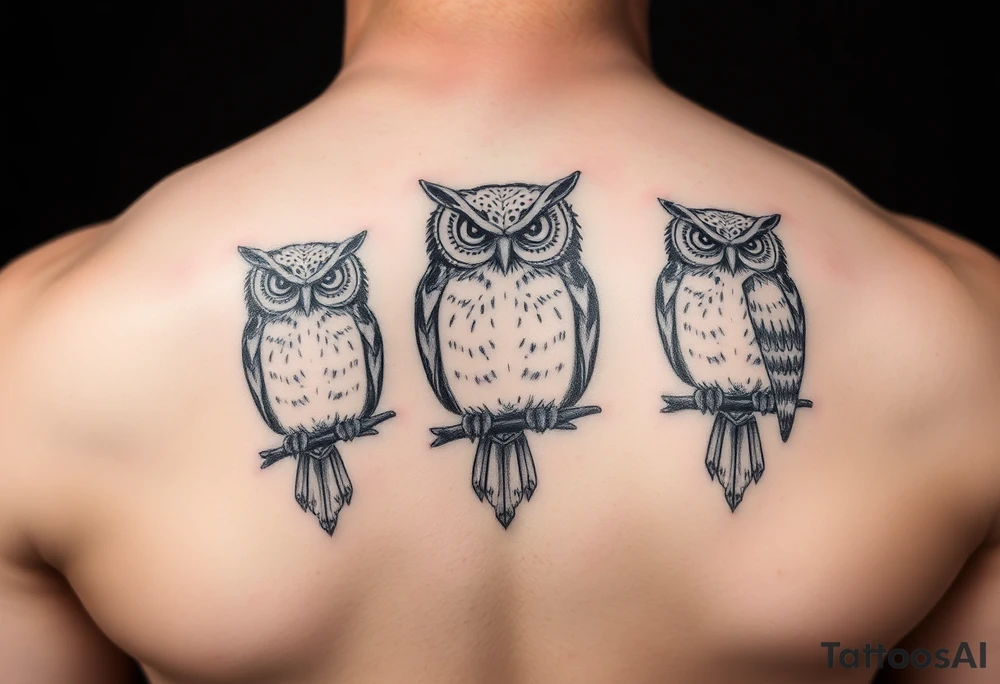 Hear no evil, see no evil, speak no evil owls tattoo idea