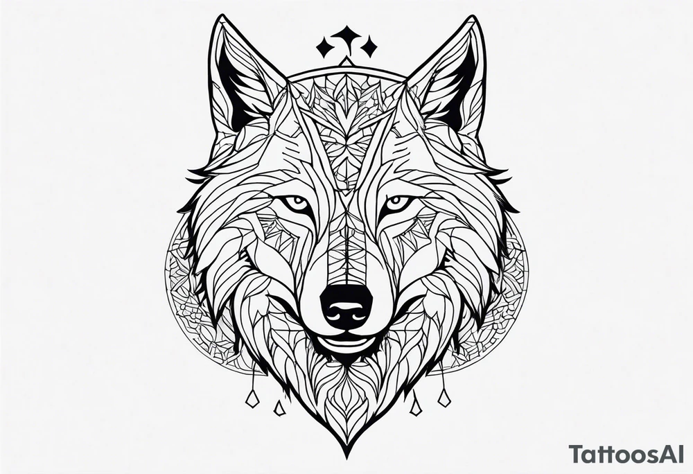 Mandala forearm design wolves tattoo idea