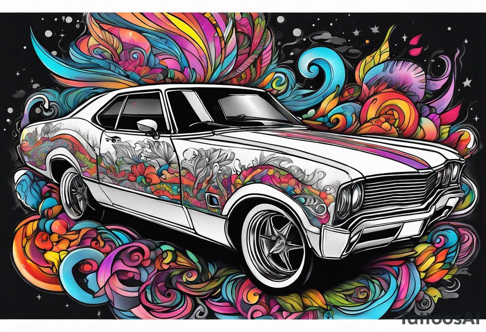 Drifting trippy car tattoo idea