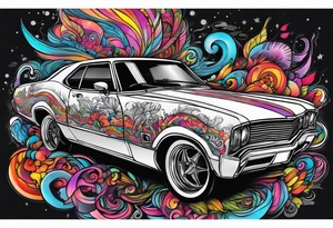 Drifting trippy car tattoo idea