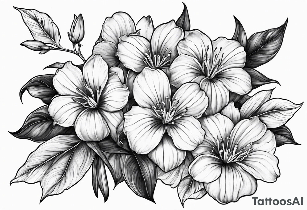 Platycodon grandiflorus with leafs and stalks tattoo idea
