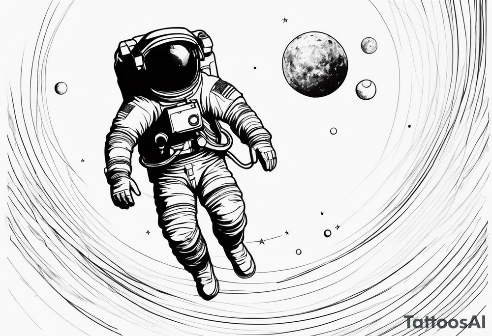 an astronaut floating through space tattoo idea