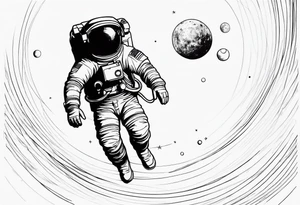 an astronaut floating through space tattoo idea