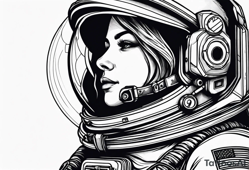 astronaut, detailed, simple tattoo idea