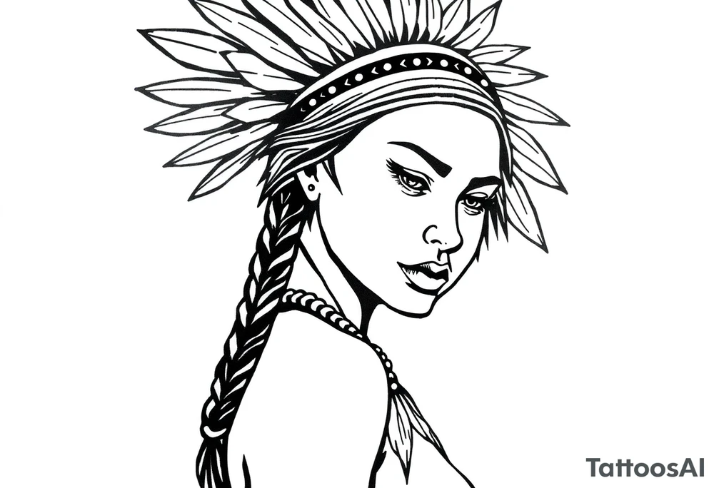 Female Native American side pose tattoo idea