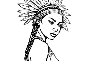 Female Native American side pose tattoo idea