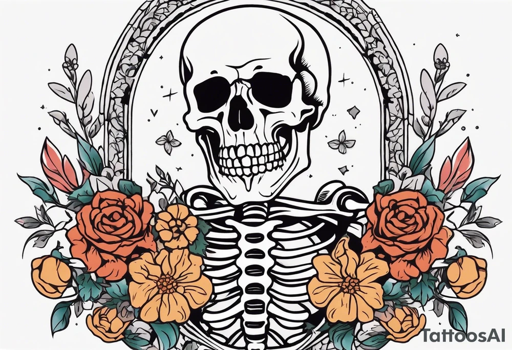 human skeleton

old school vintage simple traditional design surrounded by vintage flowers


bold color simple tattoo idea