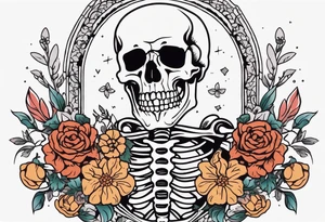 human skeleton

old school vintage simple traditional design surrounded by vintage flowers


bold color simple tattoo idea