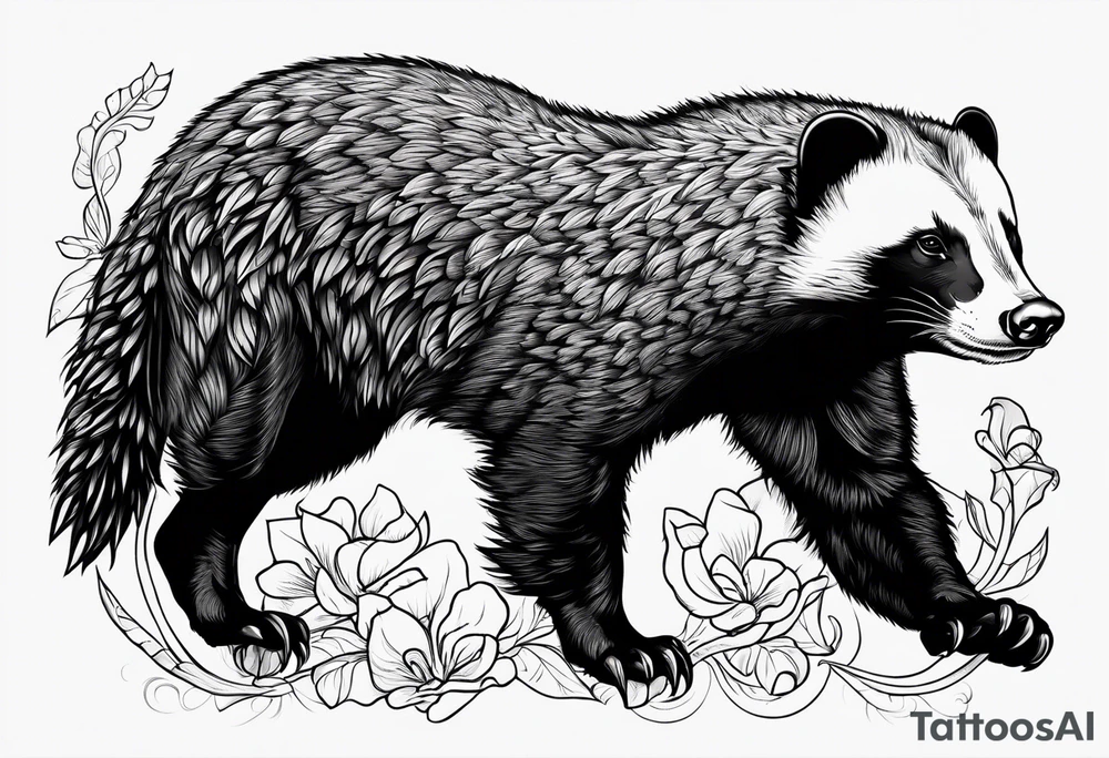 honey badger climbing, claws, arched back tattoo idea