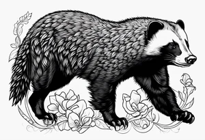 honey badger climbing, claws, arched back tattoo idea