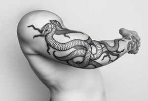 A vein wrapping around my arm with snakes climbing up it tattoo idea