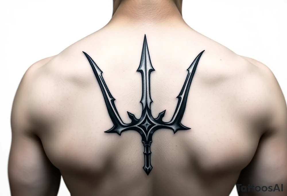 realistic 3d trident tattoo idea