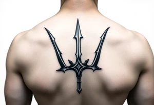 realistic 3d trident tattoo idea