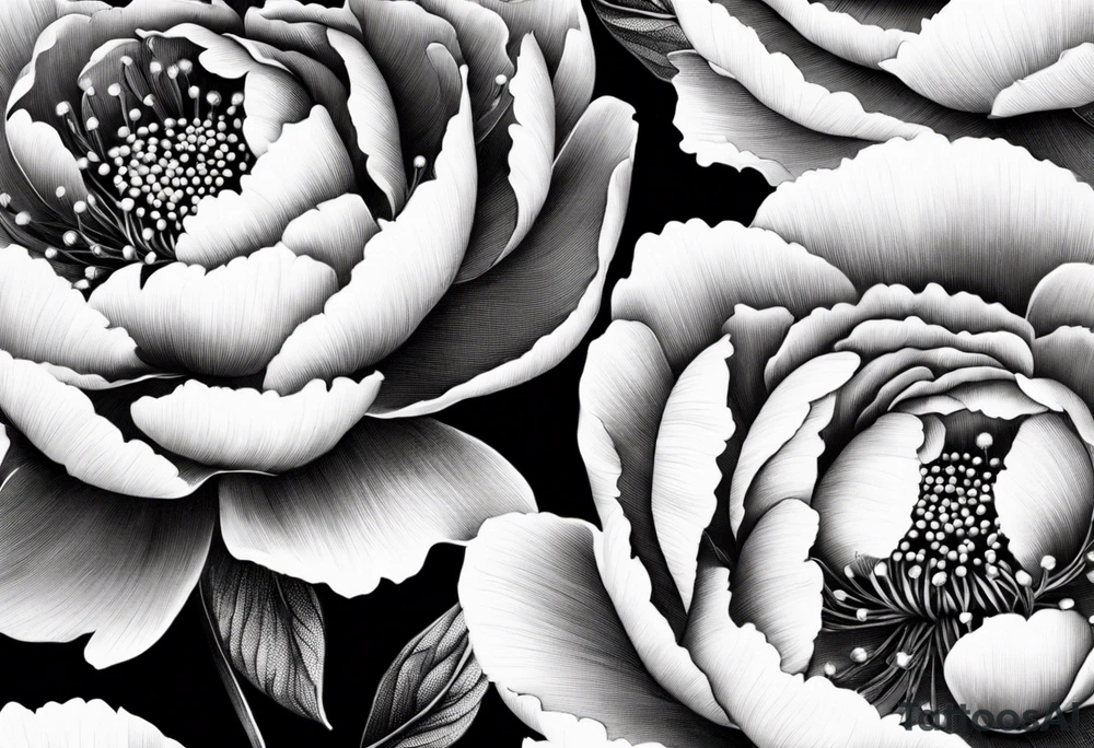 Closed peonies tattoo idea