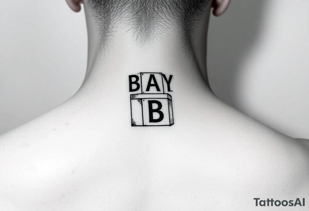 Baby letter blocks stacked tattoo idea