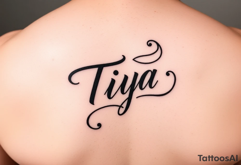 “Tiya” in writing on hand tattoo idea