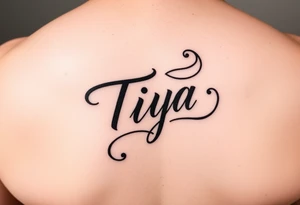 “Tiya” in writing on hand tattoo idea