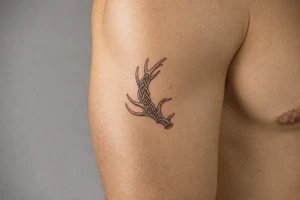 Caribou antler in Norse knot work open line concept stipple shading just one antler no background make it a realistic caribou antler shape tattoo idea