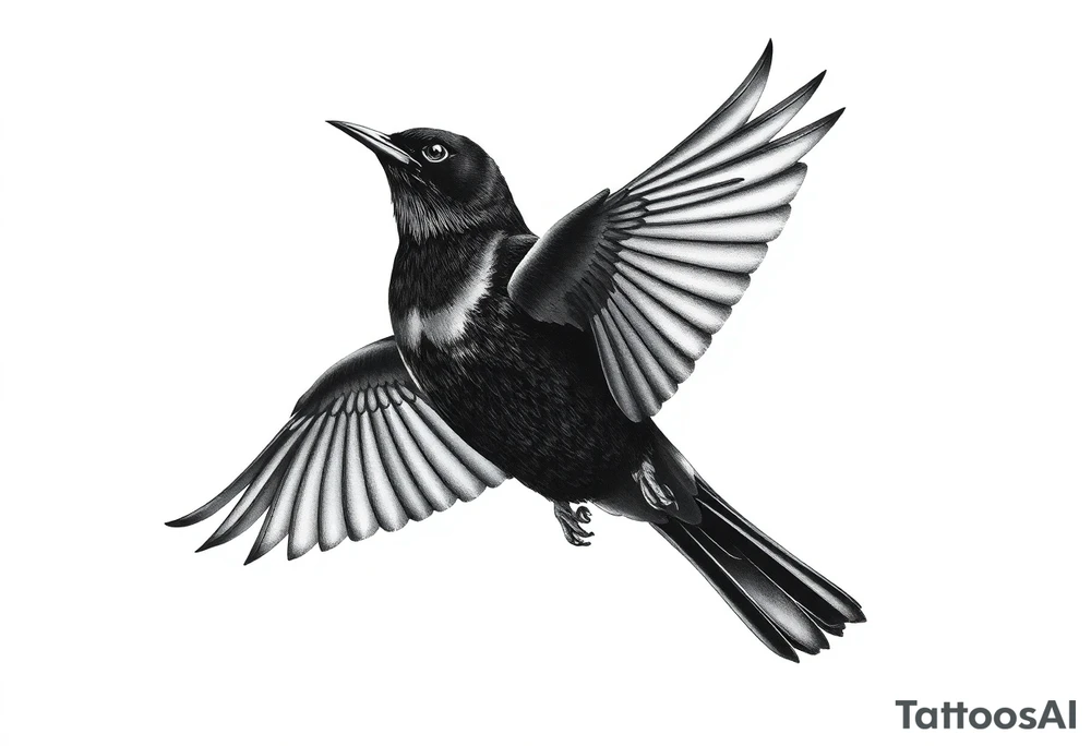 Male European Blackbird flying tattoo idea tattoo idea