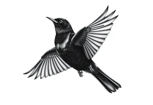 Male European Blackbird flying tattoo idea tattoo idea